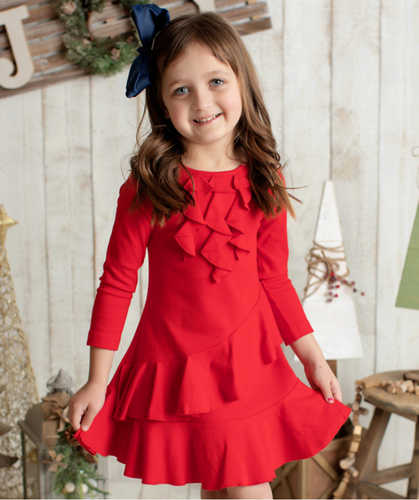 Elegant Cascade Dress - True Red