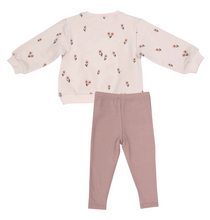 Load image into Gallery viewer, Pretty Pink Floral Puffy Oversized Sweatershirt and Rib Legging Pink Multi