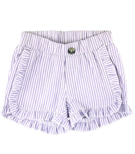 Lavender Seersucker Ruffle Trim Woven Shorts