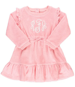 Pink Terry Knit Flutter Sweatshirt Dress