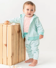 Load image into Gallery viewer, Vintage Aqua Stripe Terry Knit Hoodie