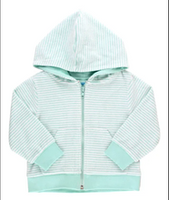 Load image into Gallery viewer, Vintage Aqua Stripe Terry Knit Hoodie
