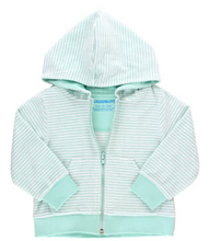 Load image into Gallery viewer, Vintage Aqua Stripe Terry Knit Hoodie
