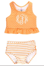 Load image into Gallery viewer, Melon Polka Dot Peplum Tankini