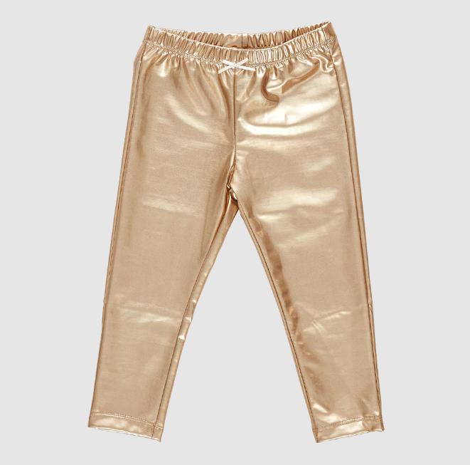 Girls Lame Legging - Light Gold