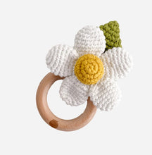 Load image into Gallery viewer, Cotton Crochet Rattle Teether Flower -White
