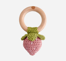 Load image into Gallery viewer, Cotton Crochet Rattle Teether Strawberry - Pink