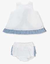 Load image into Gallery viewer, Seersucker Embroidered Dot Swing Top &amp; Bloomer Set