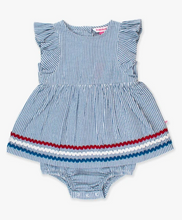 Load image into Gallery viewer, Seersucker Woven Butterfly Sleeve Bow Romper