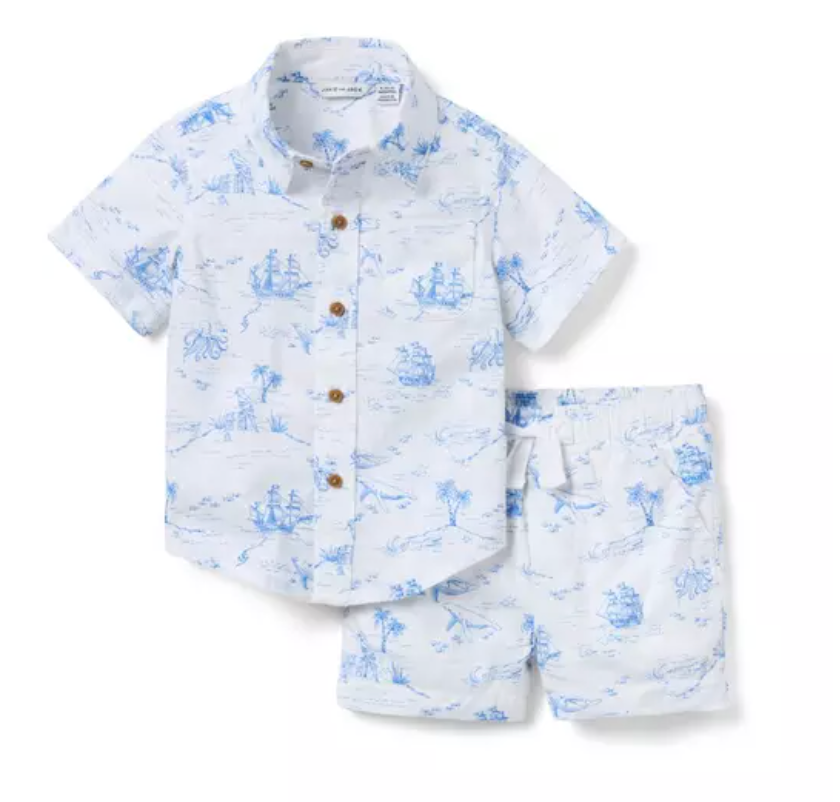 Blue Nautical Toile Cabana Set