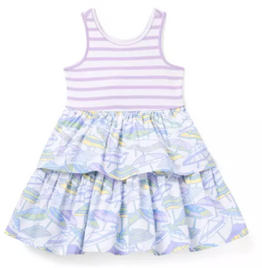 Striped Umbrella Tiered Dress