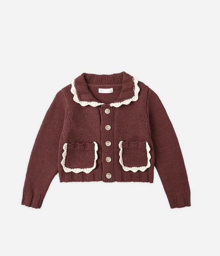 Collared Cardigan - Burgundy