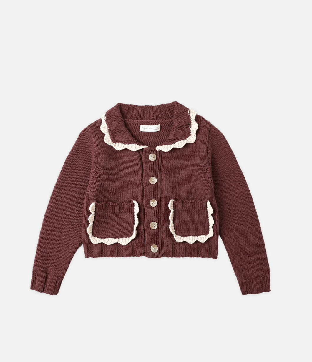 Collared Cardigan - Burgundy