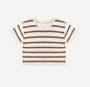 Boxy Crop Knit Tee - Autumn Stripe