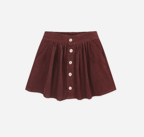 Button Front Mini Skirt - Burgundy