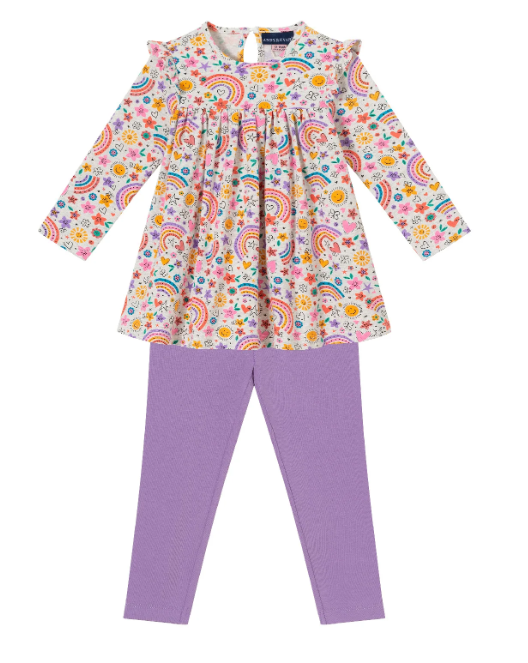 White Rainbow Dress and Legging Set Nesting Baby and Child Boutique