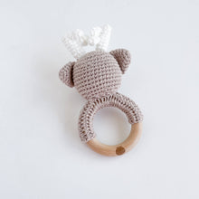 Load image into Gallery viewer, Teether Deer Crochet Cotton Rattle Baby Gift Fall Woodland