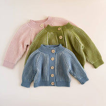 Load image into Gallery viewer, Cotton Brioche Cardigan Green Baby Kid Apparel Golf Patrick