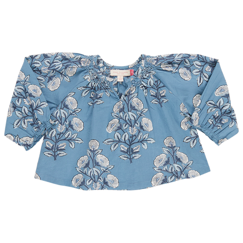 Girls Ava Top - Blue Bouquet Floral
