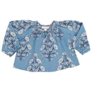 Girls Ava Top - Blue Bouquet Floral