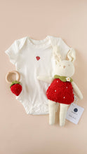 Load image into Gallery viewer, Teether Strawberry Red Cotton Crochet Rattle Baby Toy