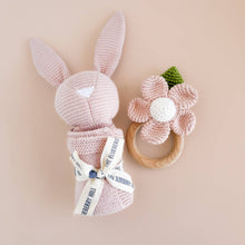 Load image into Gallery viewer, Teether Flower Pink Cotton Crochet Rattle Baby Toy Spring