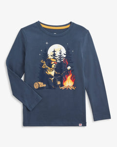 Graphic Long Sleeve Tee - Denim Blue