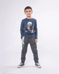 Graphic Long Sleeve Tee - Denim Blue