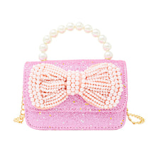 Load image into Gallery viewer, Glitter Pearl Handle Bow Handbag