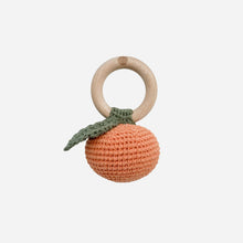 Load image into Gallery viewer, Teether Orange Cotton Rattle Fruit Baby Clementine Pumpkin