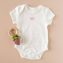 Load image into Gallery viewer, Onesie Pink Bow Baby Bodysuit Organic Graphic Tee Gift