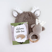 Load image into Gallery viewer, Teether Deer Crochet Cotton Rattle Baby Gift Fall Woodland