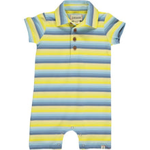 Load image into Gallery viewer, Drift Yellow Blue Multi Stripe Polo Romper
