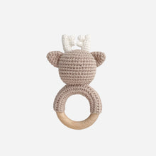 Load image into Gallery viewer, Teether Deer Crochet Cotton Rattle Baby Gift Fall Woodland
