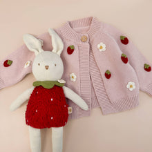 Load image into Gallery viewer, Cotton Strawberry Flower Cardigan, Blush | Baby Sweater