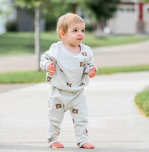 Load image into Gallery viewer, oh baby! Brooklyn Boxy Sweatshirt with Brown Bear Faces Print - Oatmeal Heather