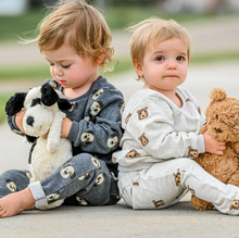 Load image into Gallery viewer, oh baby! Brooklyn Boxy Sweatshirt with Brown Bear Faces Print - Oatmeal Heather