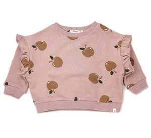 oh baby! Millie Slouch Sweatshirt with Rust Apples Print - Blush