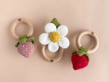 Load image into Gallery viewer, Cotton Crochet Rattle Teether Strawberry - Pink