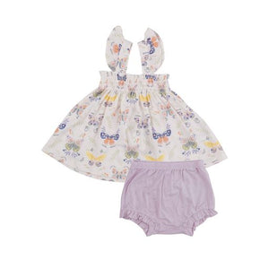 Botany Butterflies Ruffle Strap Smocked Top and Diaper Cover
