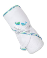 Load image into Gallery viewer, Watercolor Whales Hooded Towel w/ Mitt Set - Multi