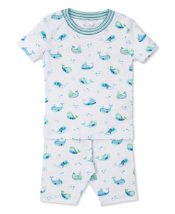 Watercolor Whales Short PJ Set Snug PRT - Multi