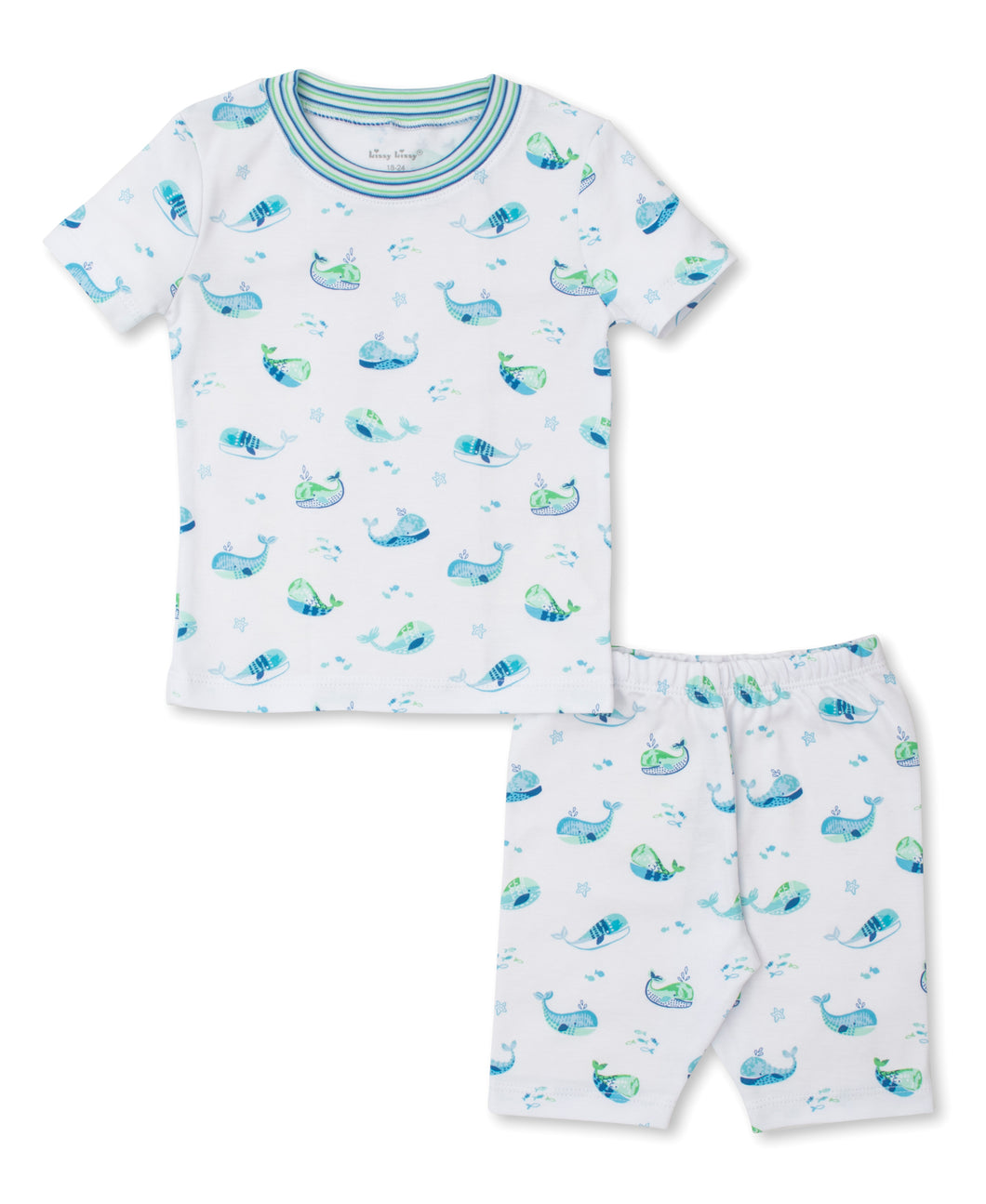 Watercolor Whales Short PJ Set Snug PRT - Multi