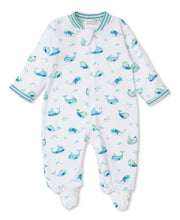 Load image into Gallery viewer, Watercolor Whales Footie w/ Zip PRT - Multi