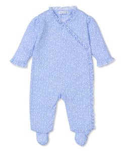 Fall Flower Pat Footie PRT - Light Blue