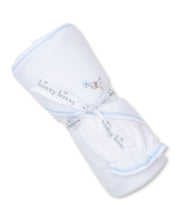 Load image into Gallery viewer, Pups in Action Hooded Towel w/ Mitt Set - White/Light Blue