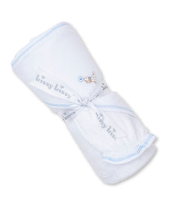 Pups in Action Hooded Towel w/ Mitt Set - White/Light Blue