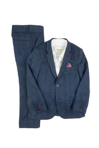 2-PC Stretchy Mod Suit - Indigo Wales Check