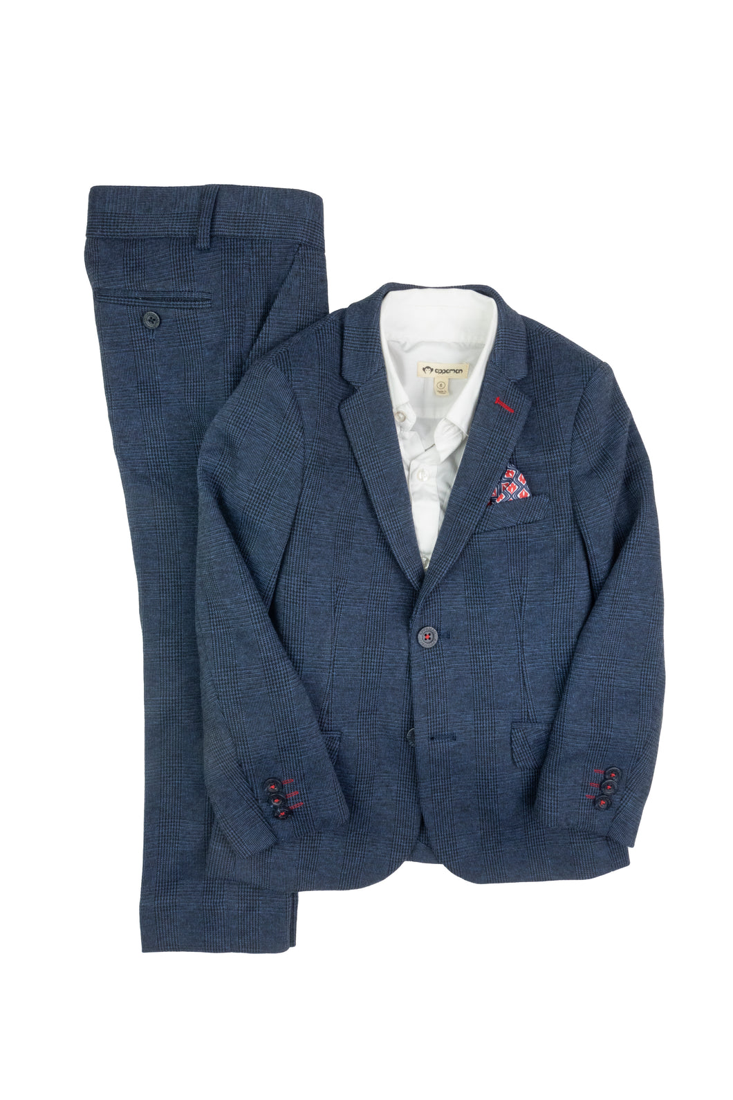 2-PC Stretchy Mod Suit - Indigo Wales Check