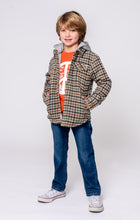 Load image into Gallery viewer, Glen Hooded Shirt - Beige/Teal Check